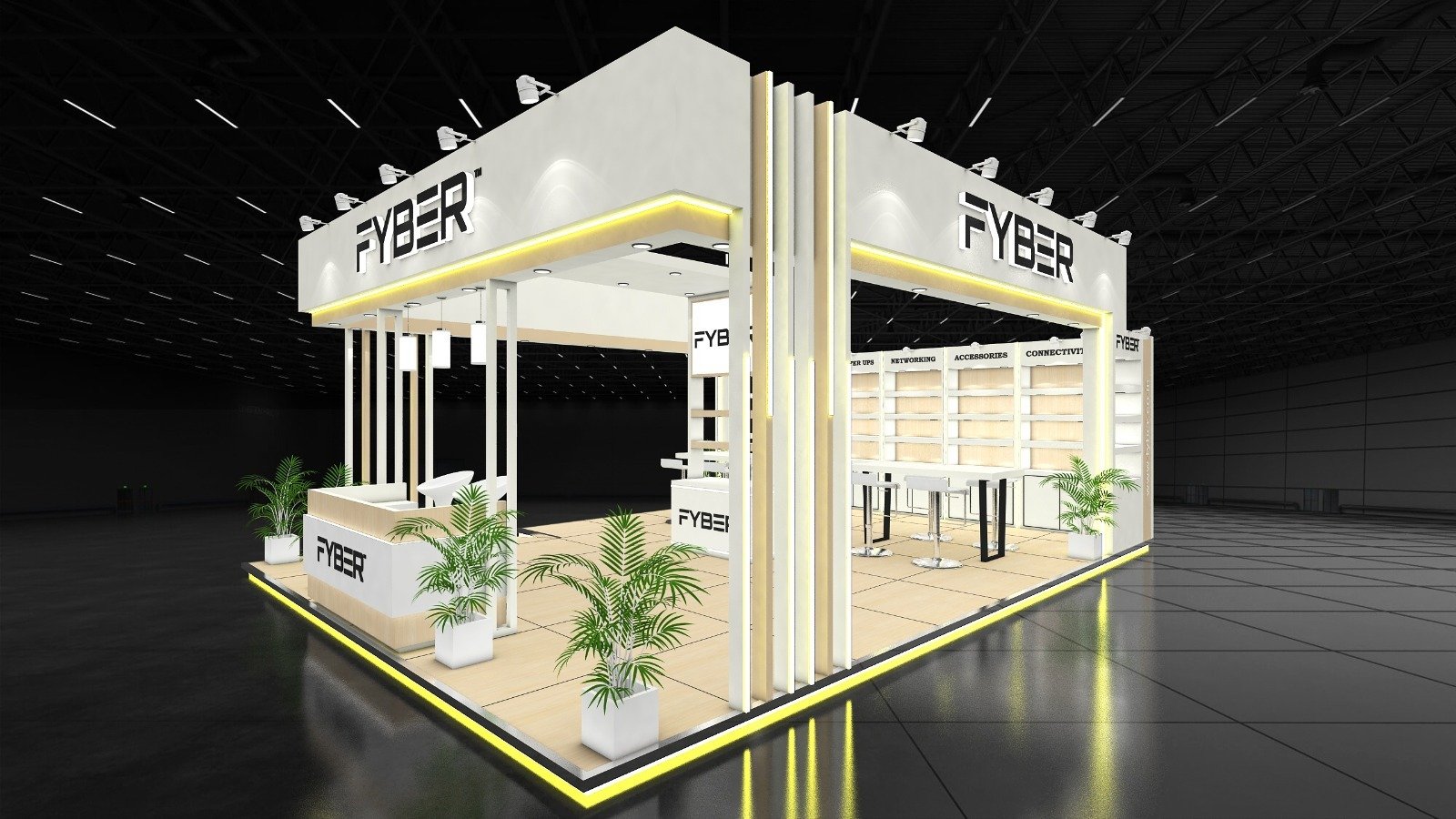3D rendering of a trade show booth designed by Visistand